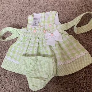 Never worn green plaid dress and diaper cover!